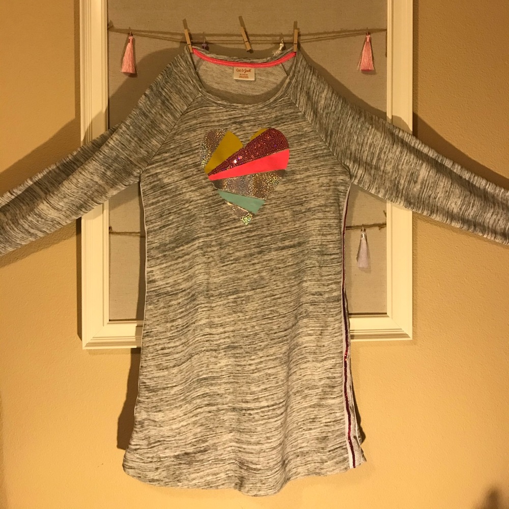 Girls soft sparkly heart long sleeve t-shirt